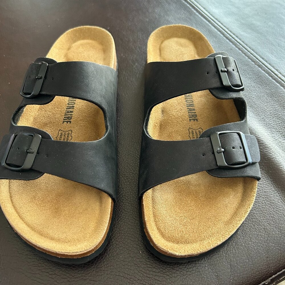 NEW Ladies Black Suede Adjustable Sandals - SZ 9.5